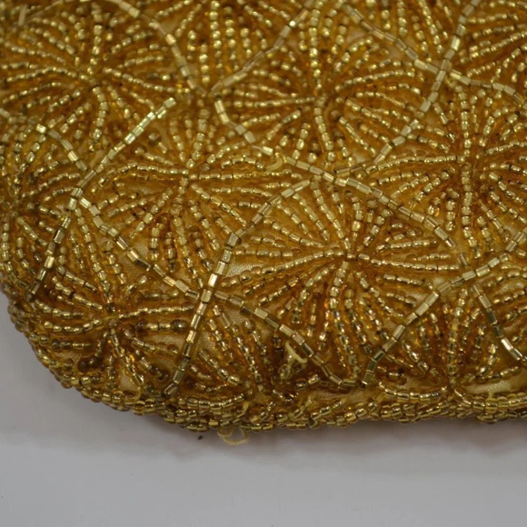 Vintage Gold Tone Beaded  Evening Bag Purse - Picture 4 of 11